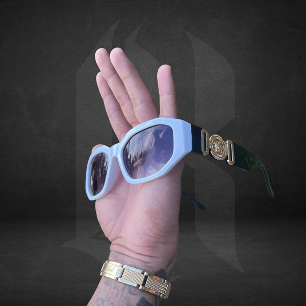 LENTES DE SOL (VS) MARCO COMBINADO WHITE AND BLACK